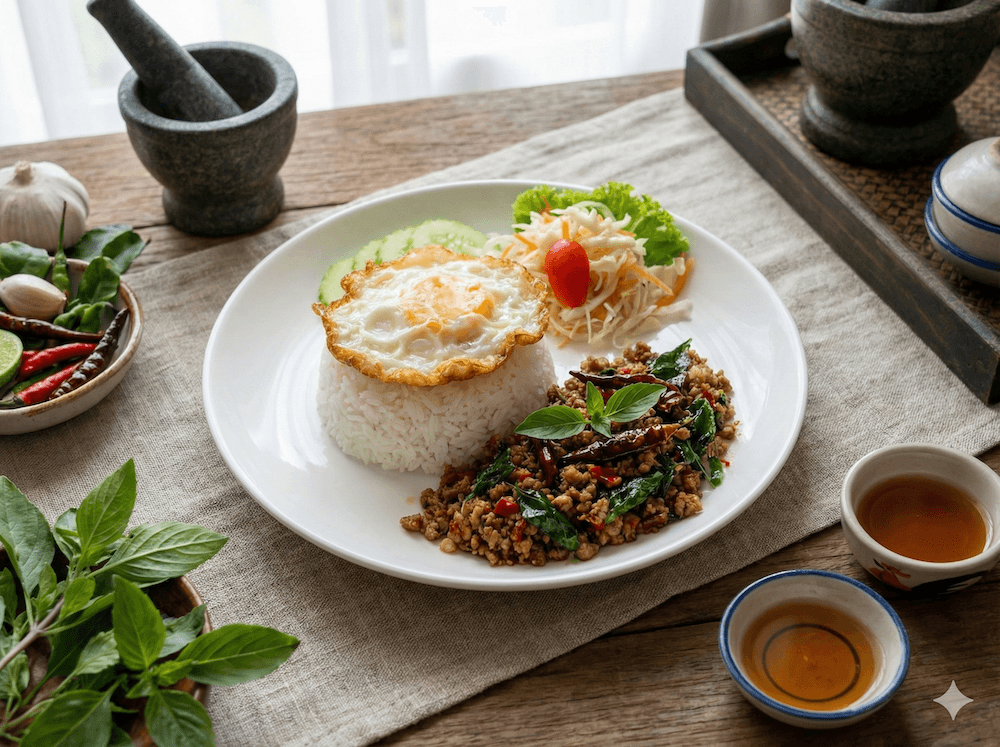 ข้าวกะเพรา หมูสับ/เนื้อสับ/ไก่สับ